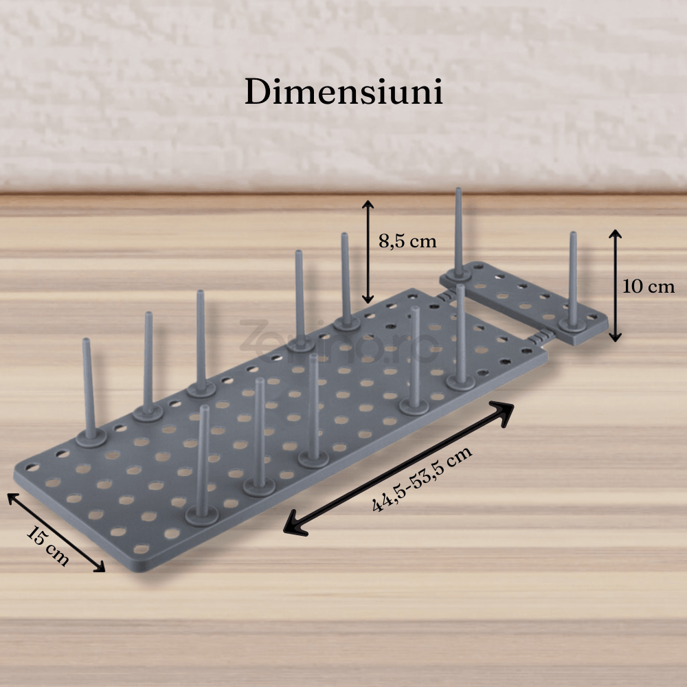 Suport Organizare Bucatarie, 6 Locuri, pentru Capace, Tigai, Configurare Ajustabila, Usor de Curatat, Gri