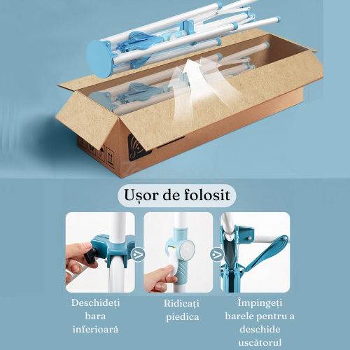 Uscator de Rufe, tip Umbrela, 4 Brate, Interior, Exterior,, Aluminiu, Inaltime 108-165cm