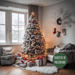 Artificial Christmas Tree, Snowy Look, Bushy Branches, Durable, Metal and Plastic Support Included, Easy to Install, Indoor and Outdoor, Green