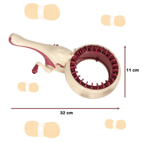 Set Masina de Tricotat Zenino -  5 Papiote, 24 Ace Circulare, pentru Copii, Adulti, 6+ Ani, Manual, Croseta Inclusa, Plastic, Multicolor