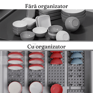 Suport Organizare Bucatarie, 6 Locuri, pentru Capace, Tigai, Configurare Ajustabila, Usor de Curatat, Gri