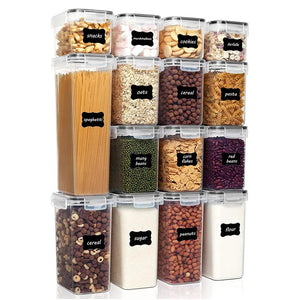 Set 15-24 Recipiente Organizare Alimente, Inchidere Etansa, Plastic Durabil, Usor de Clatit