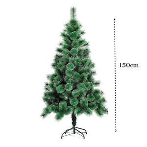 Artificial Christmas Tree, Snowy Look, Bushy Branches, Durable, Metal and Plastic Support Included, Easy to Install, Indoor and Outdoor, Green