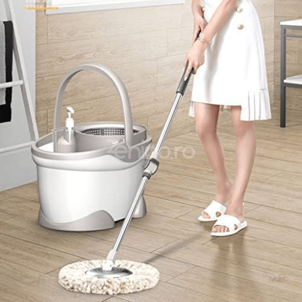 Set Mop Rotativ, cu Dubla Actiune, Maner Telescopic, 2 Capete din