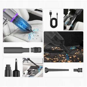 Portable Car Vacuum Cleaner, 3 Speeds, 100W, Hepa Filter, 2000mAh, 7 Suction Heads, 50dB 