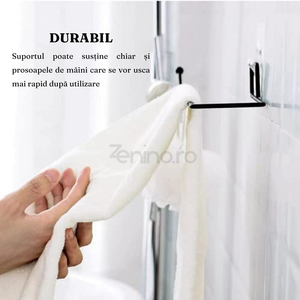 Towel/Paper Holder, Rod Type, Self-Adhesive Grip, Metallic, White/Black, 9.5x9.5x4 cm
