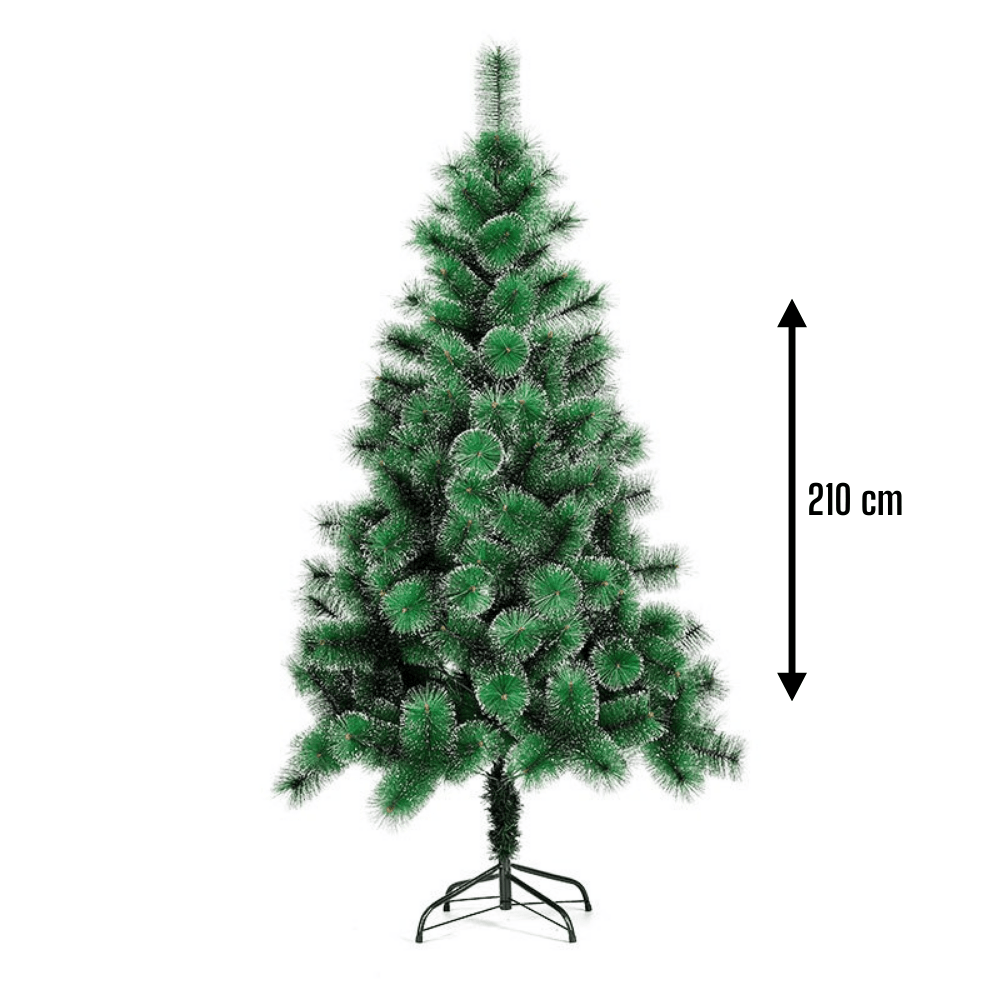 Artificial Christmas Tree, Snowy Look, Bushy Branches, Durable, Metal and Plastic Support Included, Easy to Install, Indoor and Outdoor, Green