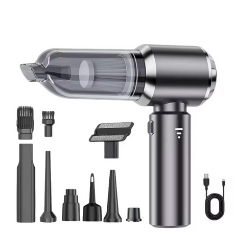 Aspirator Auto Portabil, 3 Viteze, 100W, Filtru Hepa, 2000mAh, 7 Capete Aspirare, 50dB