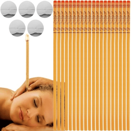 Set of 10 Ear Candles, Natural Wax, 100% Cotton, Essential Oils, Easy to Use, Effective