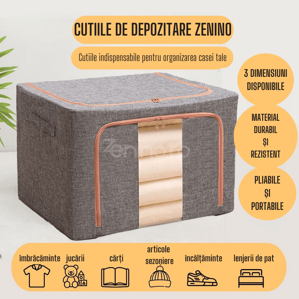 Cutie de Depozitare, Pliabil, Capacitate 24L-100L, Material Textil, cu Fermoar, Culori Diferite