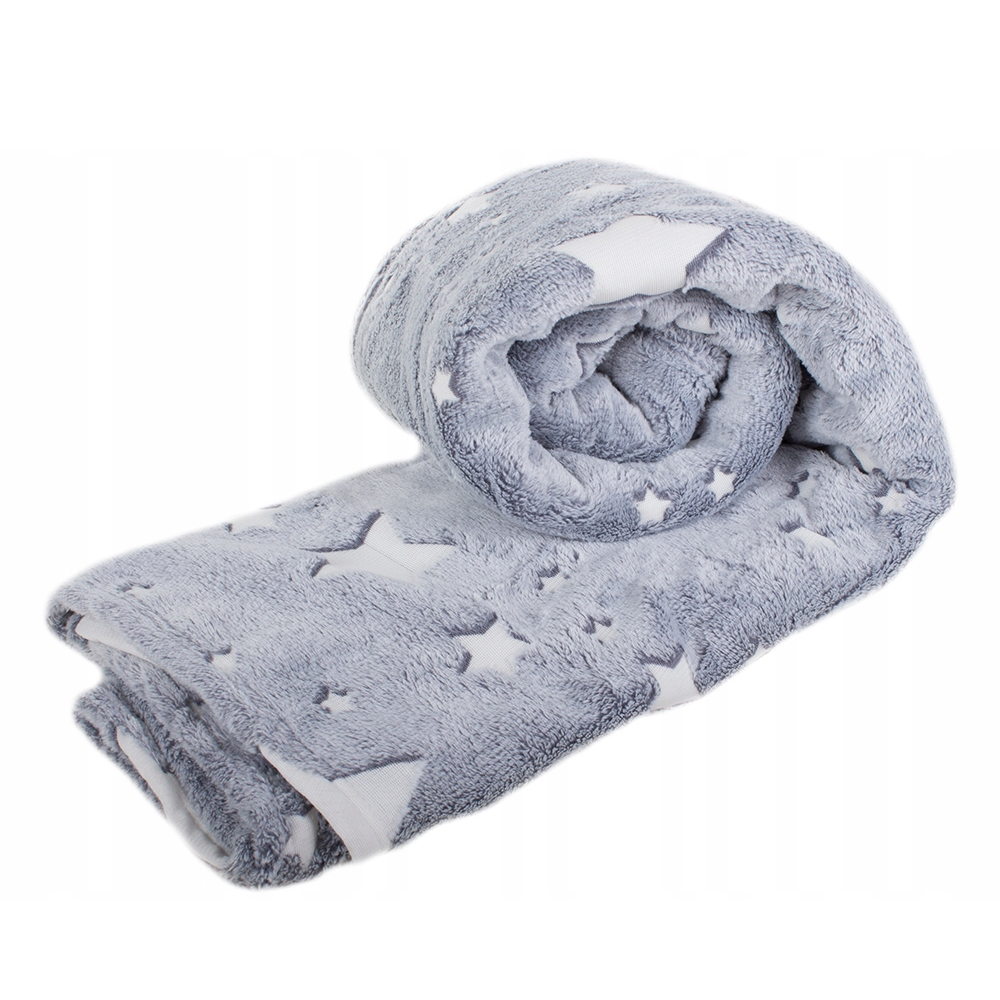 Patura Pufoasa si Calduroasa - din Fleece, Confortabil, Moale, Mentine Caldura, Imprimeu Fosforescent, Adulti si Copii, 150x200