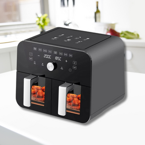 Double Hot Air Fryer, 2 Baskets, 10l Capacity, 2400W Power, Integrated Light, Touch Screen, Fast Cooking, Healthy Meals