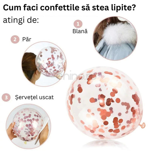 Set 15 Baloane de Petrecere, cu Confetti, Rezistente, din Latex, 30cm, Culori Vibrante