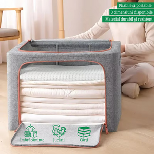 Cutie de Depozitare, Model Cirese, Pliabil, Capacitate 24L-100L, Material Textil, cu Fermoar