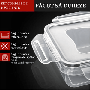 Set 24 Recipiente Alimente, 6 Dimensiuni, Inchidere Etansa, Etichete Incluse, Versatile, din Plastic, Transparent