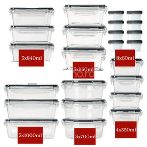 Set 24 Recipiente Alimente, 6 Dimensiuni, Inchidere Etansa, Etichete Incluse, Versatile, din Plastic, Transparent