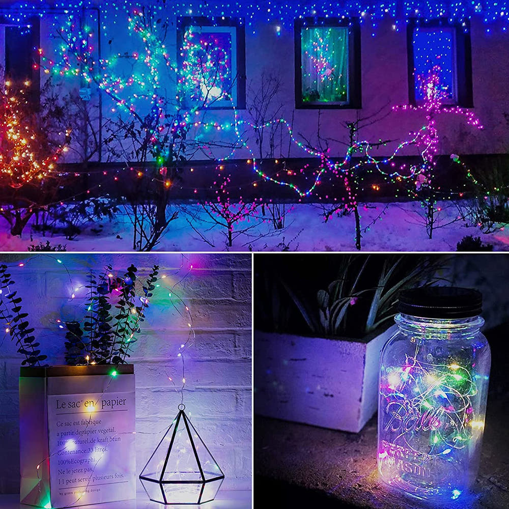 Коледна линейна RGB инсталация, 200 LED, 20M, Връзка чрез телефонно приложение, USB, Феерични лампички, За вътрешна/външна употреба, Многоцветна