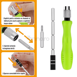 Set Surubelnita Multifunctionala 32in1, Maner Ergonomic, Trusa Magnetica, Precizie si Acuratete, Usor de Transportat si Depozitat, Portabila