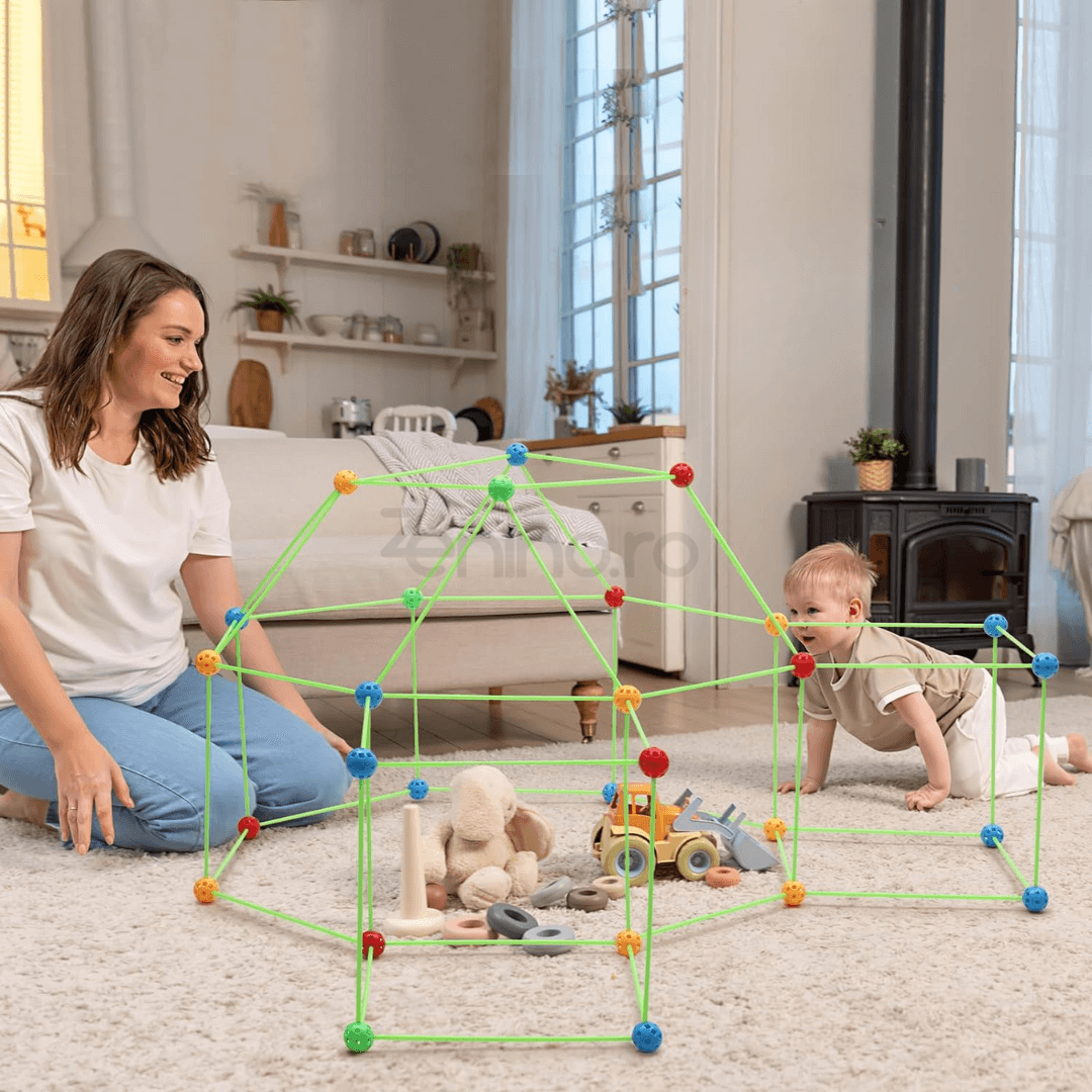 3D Конструктор с 87 части, Палатка, Крепост, за деца, За вътрешна/външна употреба