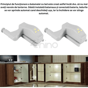 Senzor LED pentru Balamale, Aprindere Automata, Luminare Puternica, Montare Usoara