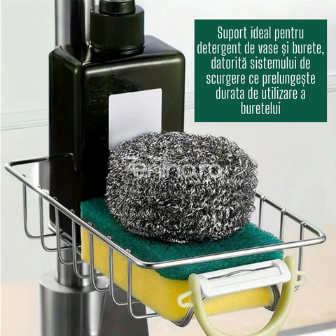 Suport Scurgator pentru Detergent de Vase si Burete, Metal si Plastic, Rezistent si Durabil, Ajustabil, Economisire Spatiu