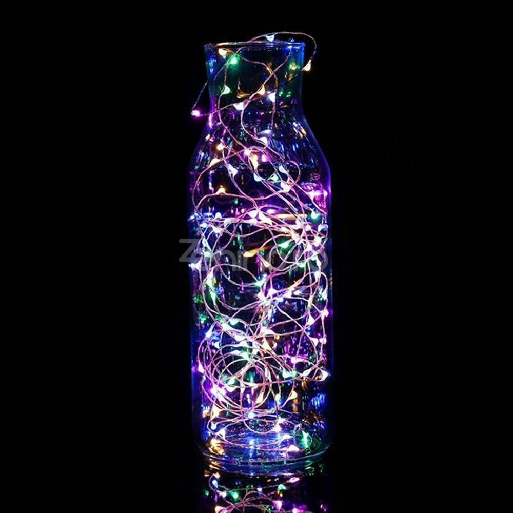 Instalatie de Craciun Liniara, Alimentare Baterii, Fir de Cupru, Rezistenta, Alb Cald, Alb Rece si Multicolor, LED, 2 Jocuri de Lumini