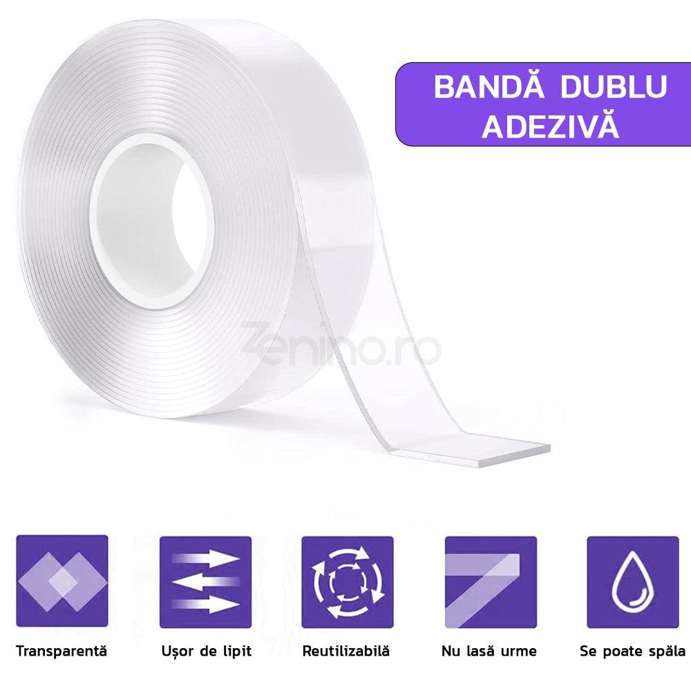 Banda Dublu Adeziva, Lungime 3m, Usor de Folosit, Transparenta