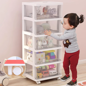 Organizer Trolley with Sliding Basket, 5 Levels, 98x40x33cm, White, Black