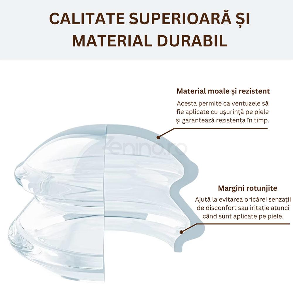 Set 4 Ventuze de Masaj, Terapeutice, Anticelulita, Relaxare, Silicon Moale, Transparent/Albastru