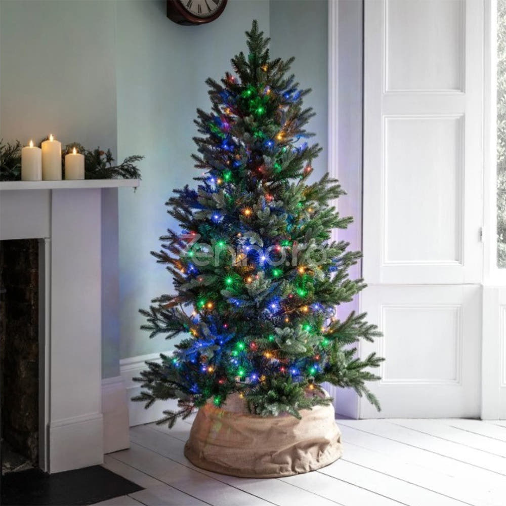 Instalatie de Craciun, Liniara, Becuri LED, Multicolor, 8 Jocuri de Lumini, Fir Negru, 220V, Controler