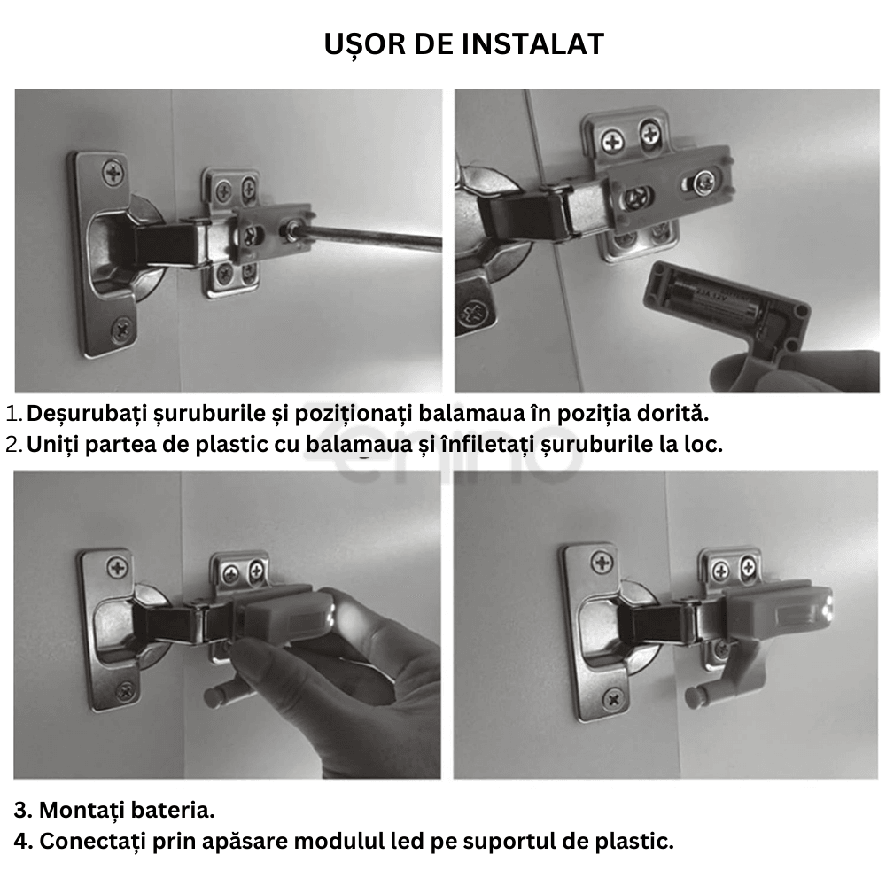 Senzor LED pentru Balamale, Aprindere Automata, Luminare Puternica, Montare Usoara