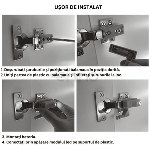 Set Carcasa Balamale cu Led, Luminare Puternica, Montare Usoara, Instalare Rapida, Iluminare Automata, Economisire Energie, Universal