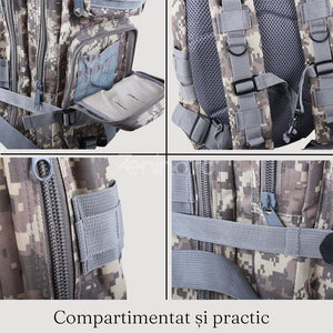 Rucsac Militar Tactic, pentru Drumetii, 30L, 2 Compartimente, Centuri de Prindere, Impermeabil, Material Rezistent,  43x24x25cm