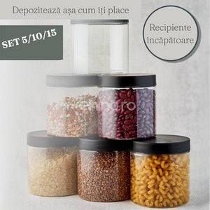 Set Recipiente Condimente, 150ml, Organizare Eficienta, Inchidere Etansa, Depozitare Usoara, Plastic, Transparent