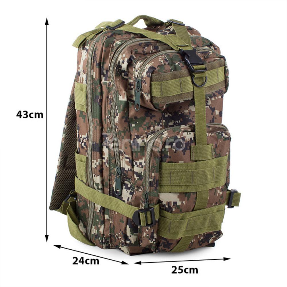 Rucsac Militar Tactic, pentru Drumetii, 30L, 2 Compartimente, Centuri de Prindere, Impermeabil, Material Rezistent,  43x24x25cm