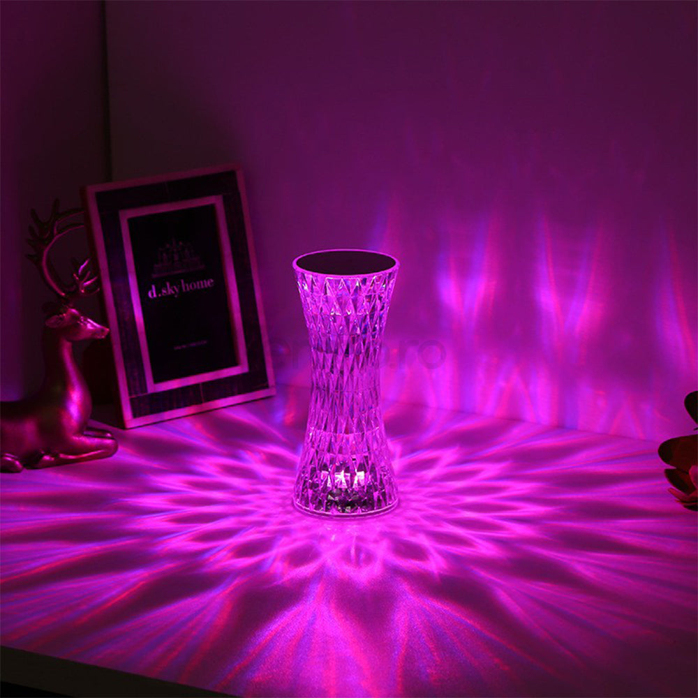 Lampa de Birou RGB, Cristal Acrilic, 3 Nivele de Intensitate, Touch, cu Telecomanda, Transparent