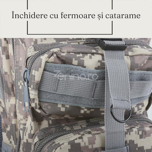 Rucsac Militar Tactic, pentru Drumetii, 30L, 2 Compartimente, Centuri de Prindere, Impermeabil, Material Rezistent,  43x24x25cm