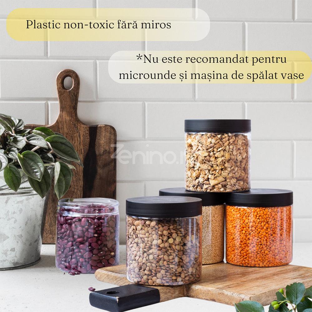 Set Recipiente Condimente, 150ml, Organizare Eficienta, Inchidere Etansa, Depozitare Usoara, Plastic, Transparent