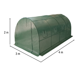 Solar de Gradina, pentru Plante/Legume, Structura Otel, cu Ferestre, Folie Plasa PE 130g/m, Verde
