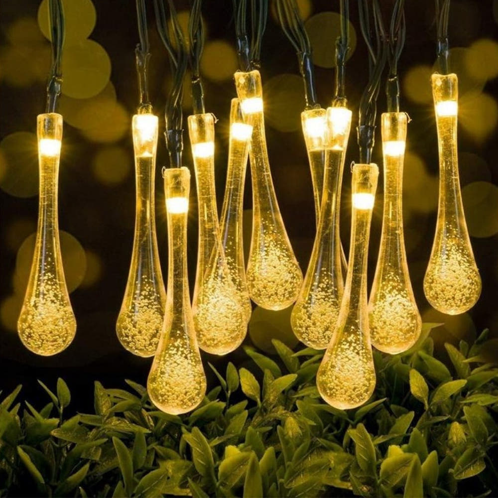 Instalatie Solara, Model Picaturi, 6m, 28 LED-uri, 8 Ore Lumina, Liniara, Alb Cald, Alb Rece si Multicolor, 600mAh