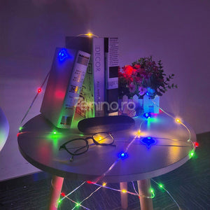 Instalatie de Craciun, Liniara, Becuri LED, Multicolor, 8 Jocuri de Lumini, Fir Transparent, 220V, Controler