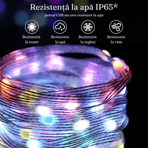 Banda LED 10m, Aplicatie, Telecomanda 24 Taste, USB, IP65, Jocuri de Lumini, Interior/Exterior, Multicolor