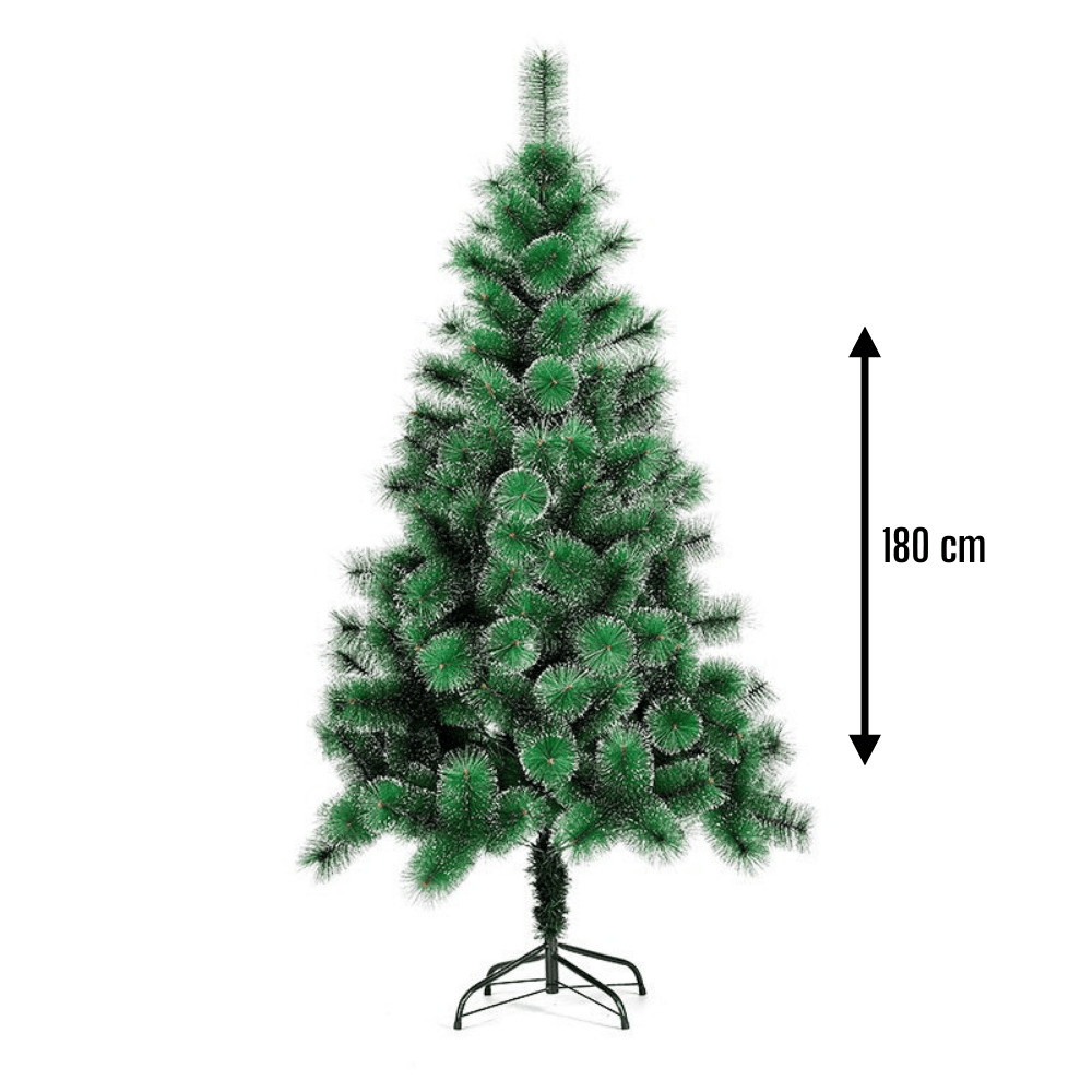 Artificial Christmas Tree, Snowy Look, Bushy Branches, Durable, Metal and Plastic Support Included, Easy to Install, Indoor and Outdoor, Green