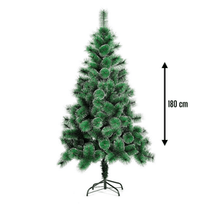 Artificial Christmas Tree, Snowy Look, Bushy Branches, Durable, Metal and Plastic Support Included, Easy to Install, Indoor and Outdoor, Green