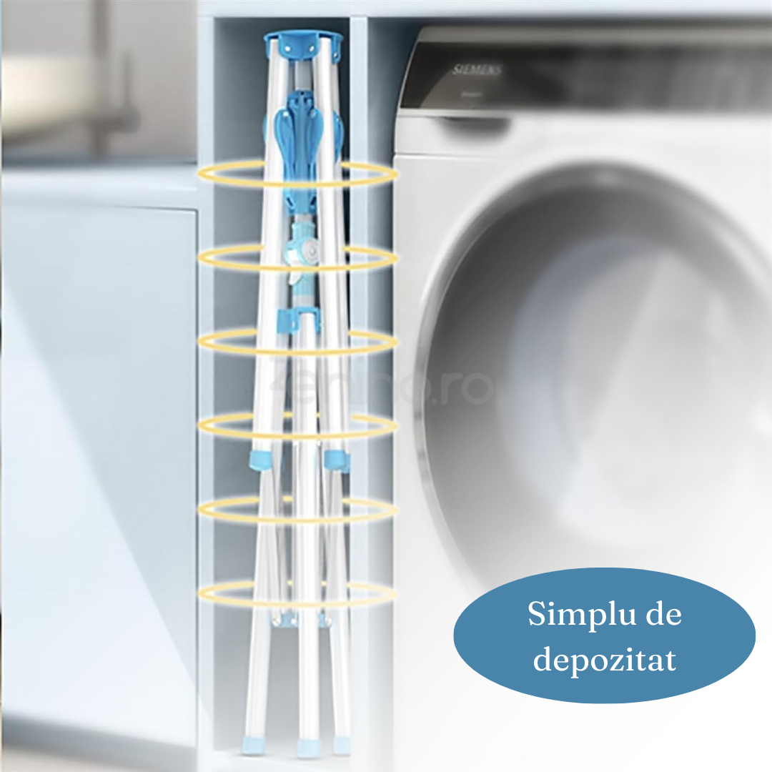 Uscator de Rufe, tip Umbrela, 4 Brate, Interior, Exterior, Suport Antiderapant, Aluminiu, Inaltime intre 108-165cm