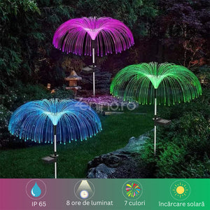 Lampa Solara Meduza, Autonomie 8 ore, RGB, Rezistente, IP65, Fixare in Sol, 600mAh, Multicolor, 80 cm