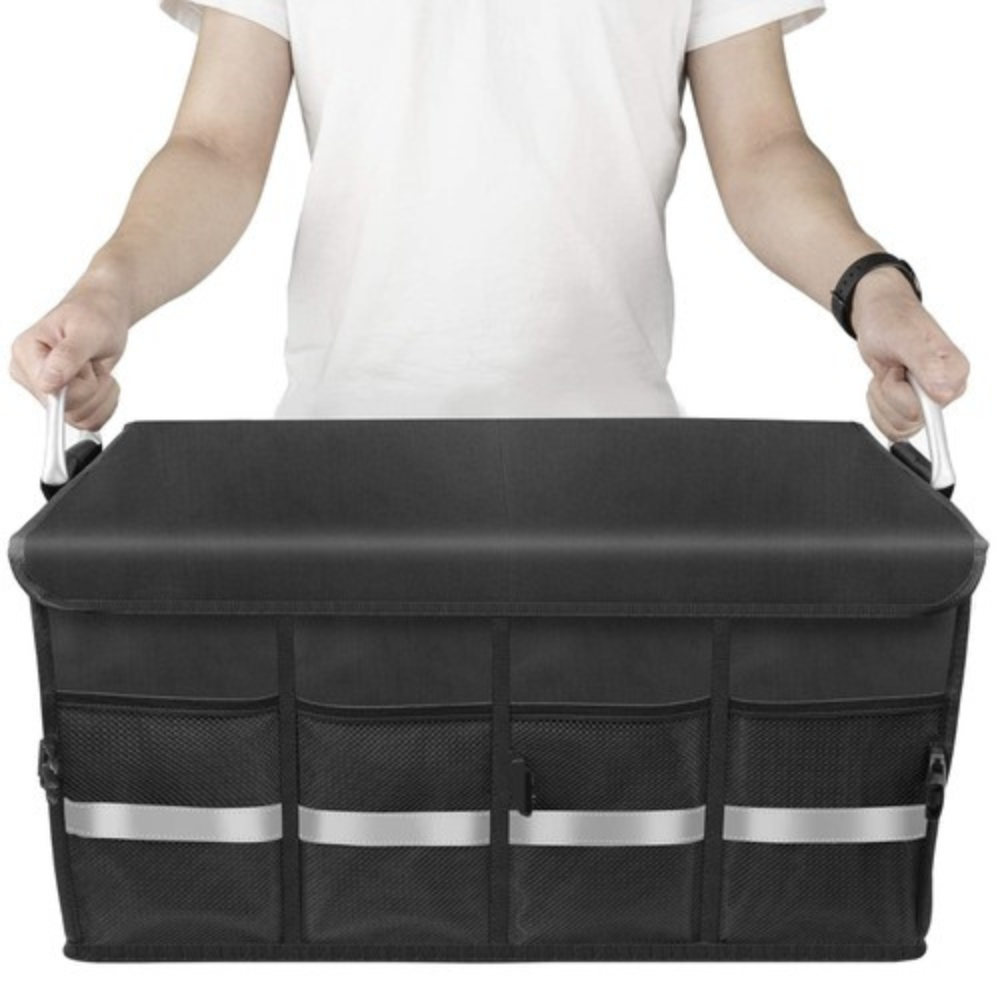 Organizator Portbagaj, Capacitate 50L, cu Compartimente, Manere Transport, Negru