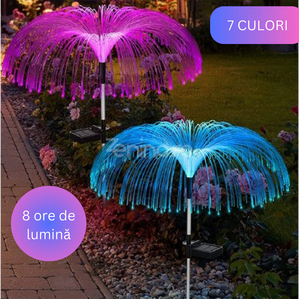 Lampa Solara Meduza, Autonomie 8 ore, RGB, Rezistente, IP65, Fixare in Sol, 600mAh, Multicolor, 80 cm