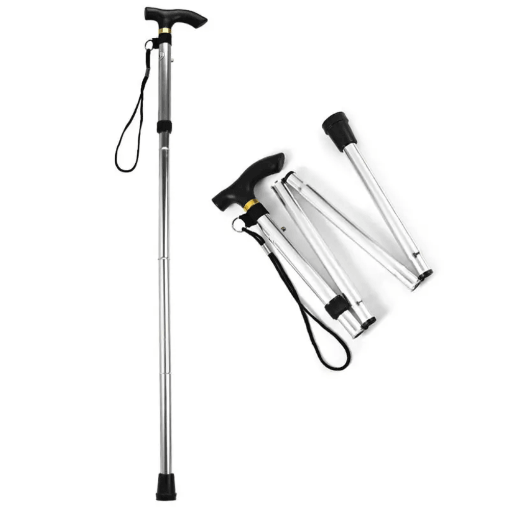 Baston Pliabil Extensibil - Maner Ergonomic, Snur de Prindere, Ajustabil 85cm-92cm, Aluminiu