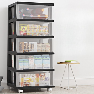 Organizer Trolley with Sliding Basket, 5 Levels, 98x40x33cm, White, Black
